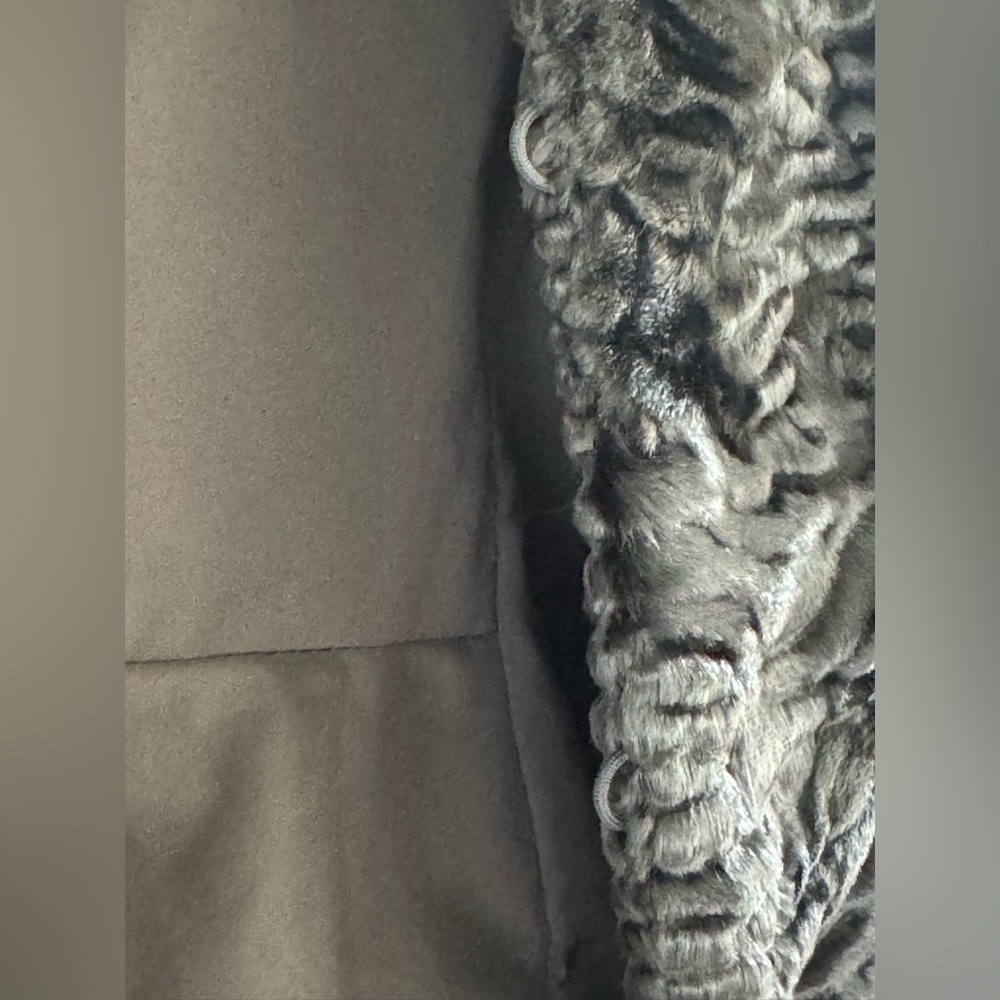 White House Black Market WHBM faux Persian lamb fur jacket XS Black Grey - Picture 4 of 15